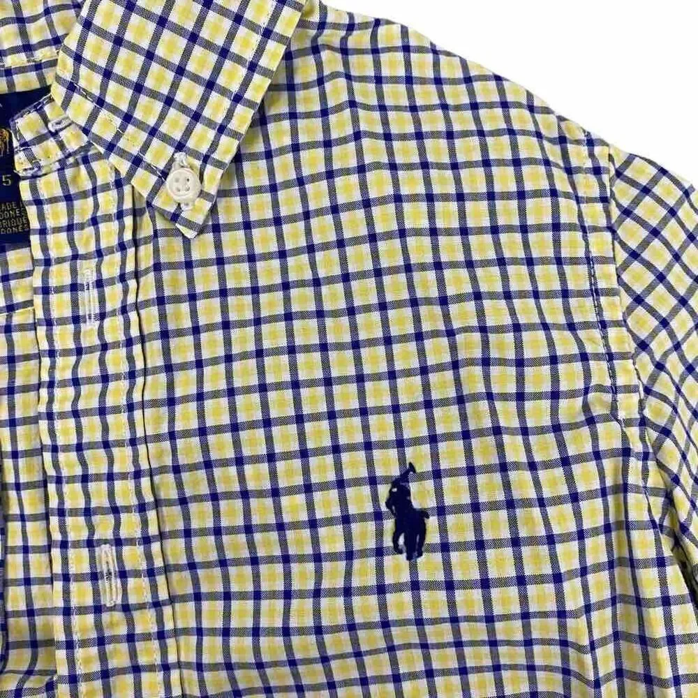 Ralph Lauren Yellow & Navy Button down shirt size 5
